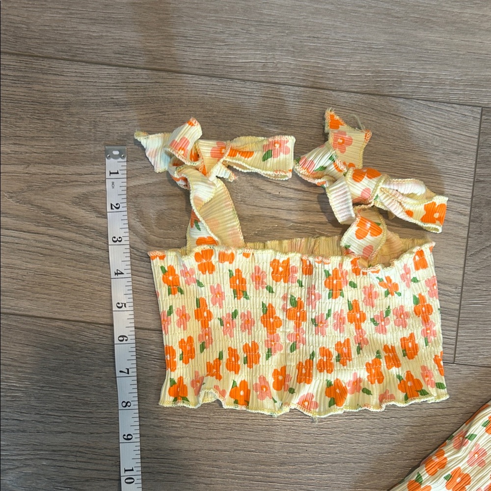 Floral Two-Piece ribbed Set with Orange and Cream Size 3-4T - Picture 8 of 8